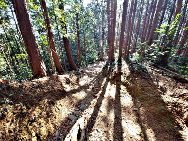 山頂近くの急勾配を下る